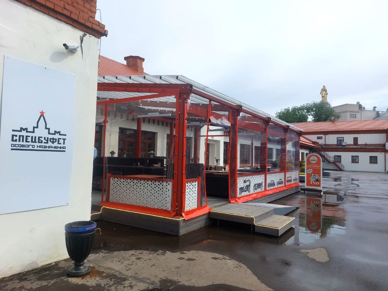 ПВХ шторы для летней террасы кафе в посёлке Редкино